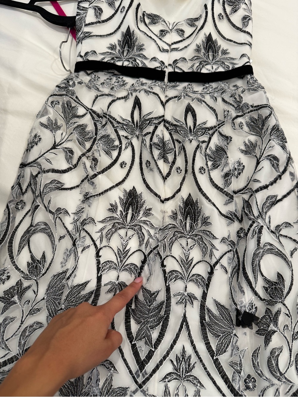 Marchesa Notte Black & White Floral Embroidered Maxi Dress - Picture 8 of 8